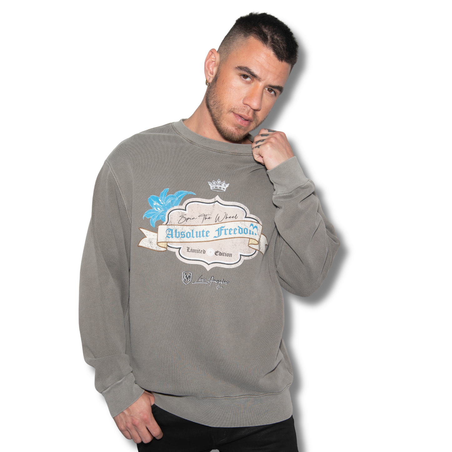 Vintage Grey Crew Pullover Sweatshirt