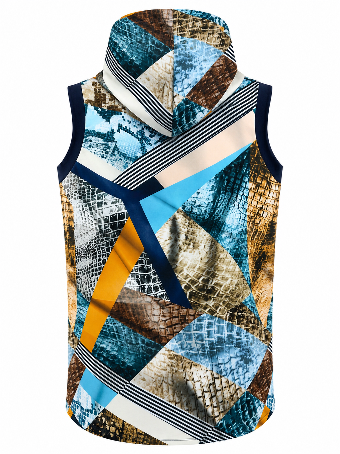 Geometric Snakeskin Hooded Sleeveless Top