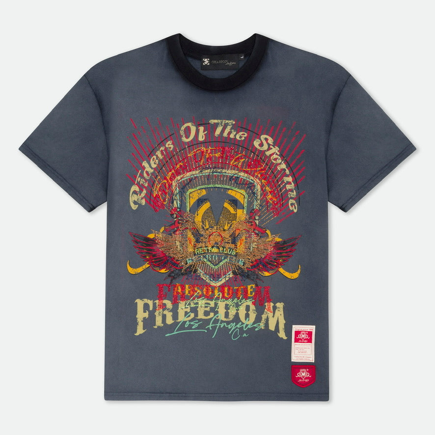 Riders of the storm vintage wash T shirt diamond print