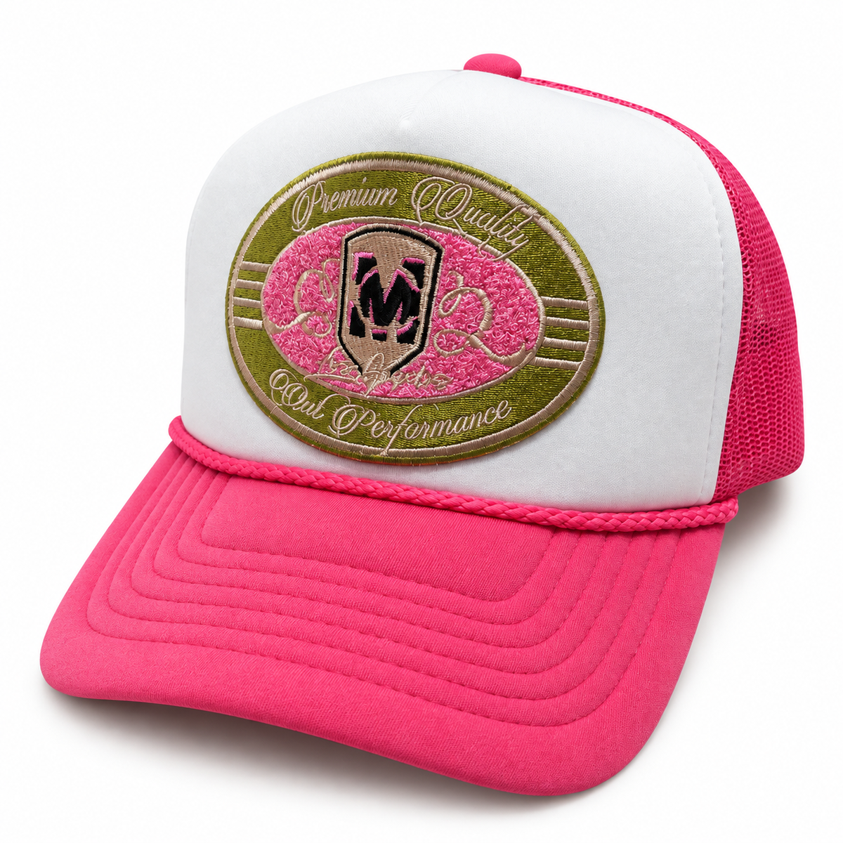 Signature Trucker Hat Pink Mesh