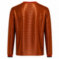 Metallic Foil Ribbed Knit Long Sleeve Top Copper Orange