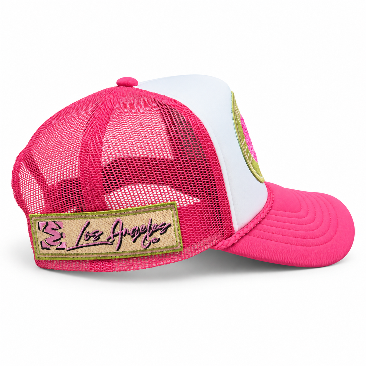 Signature Trucker Hat Pink Mesh