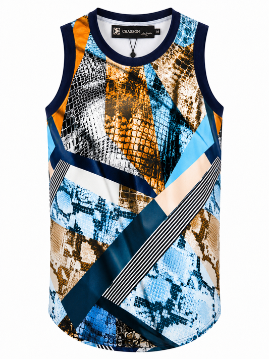Geometric Snakeskin Sleeveless Top