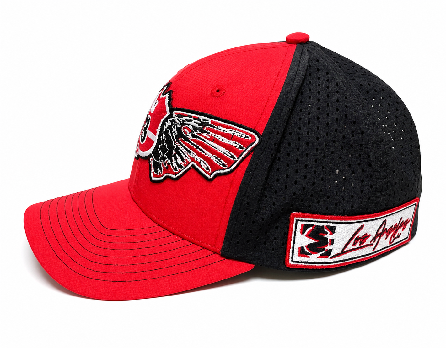 MC 23 Winged Trucker Hat Red and Black