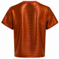 Foil Ribbed Knit Short Sleeve Top Copper Orange