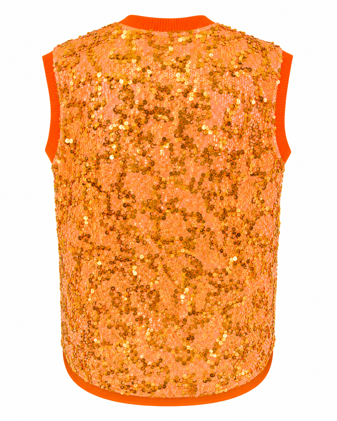 Electric Orange Sequin Knit Top