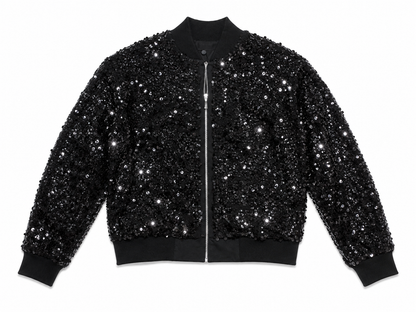 Midnight Sequin Bomber Jacket