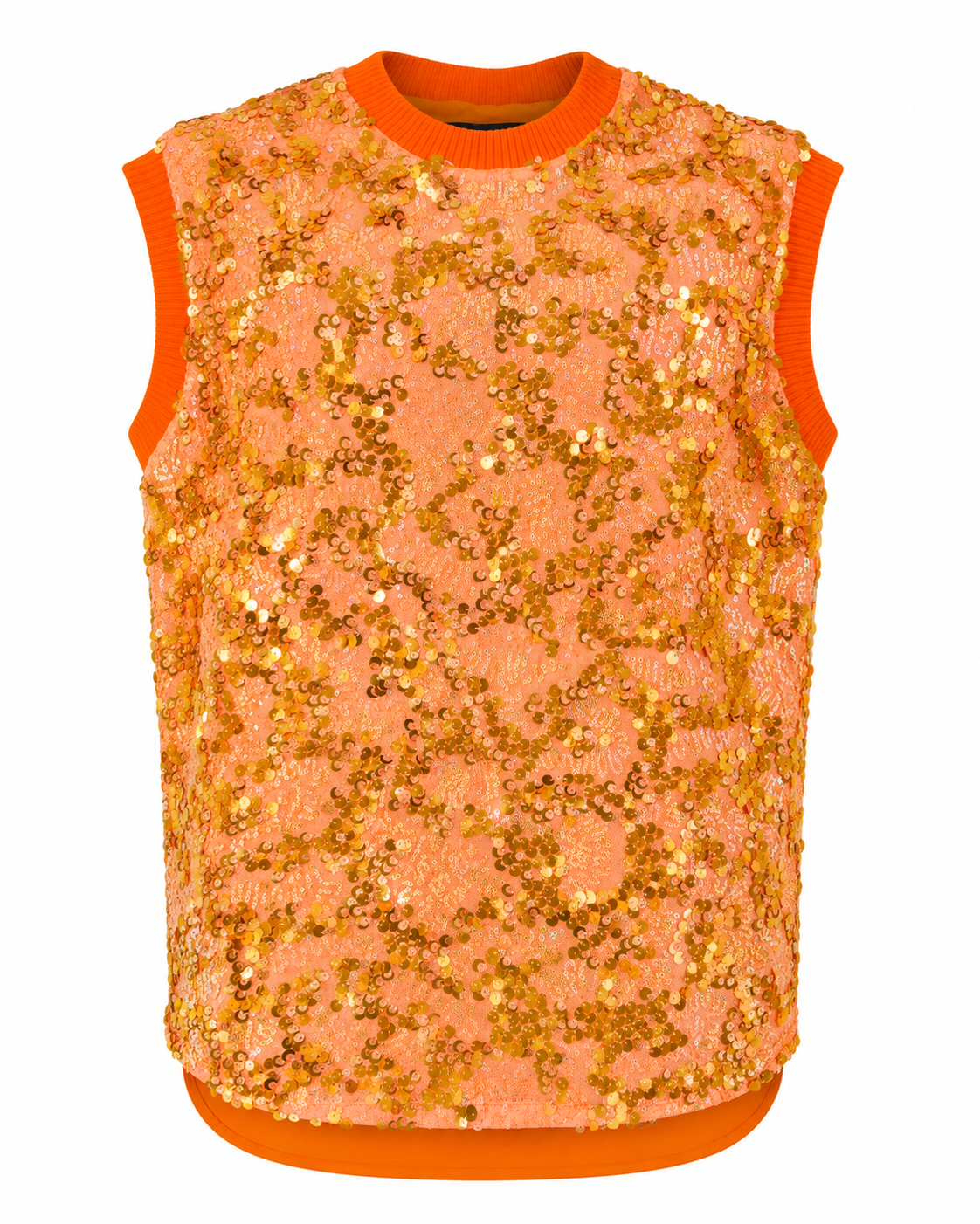 Electric Orange Sequin Knit Top