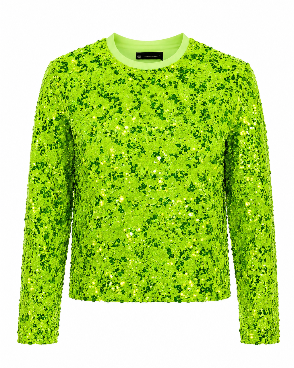 Electric Lime Sequin Long Sleeve Top