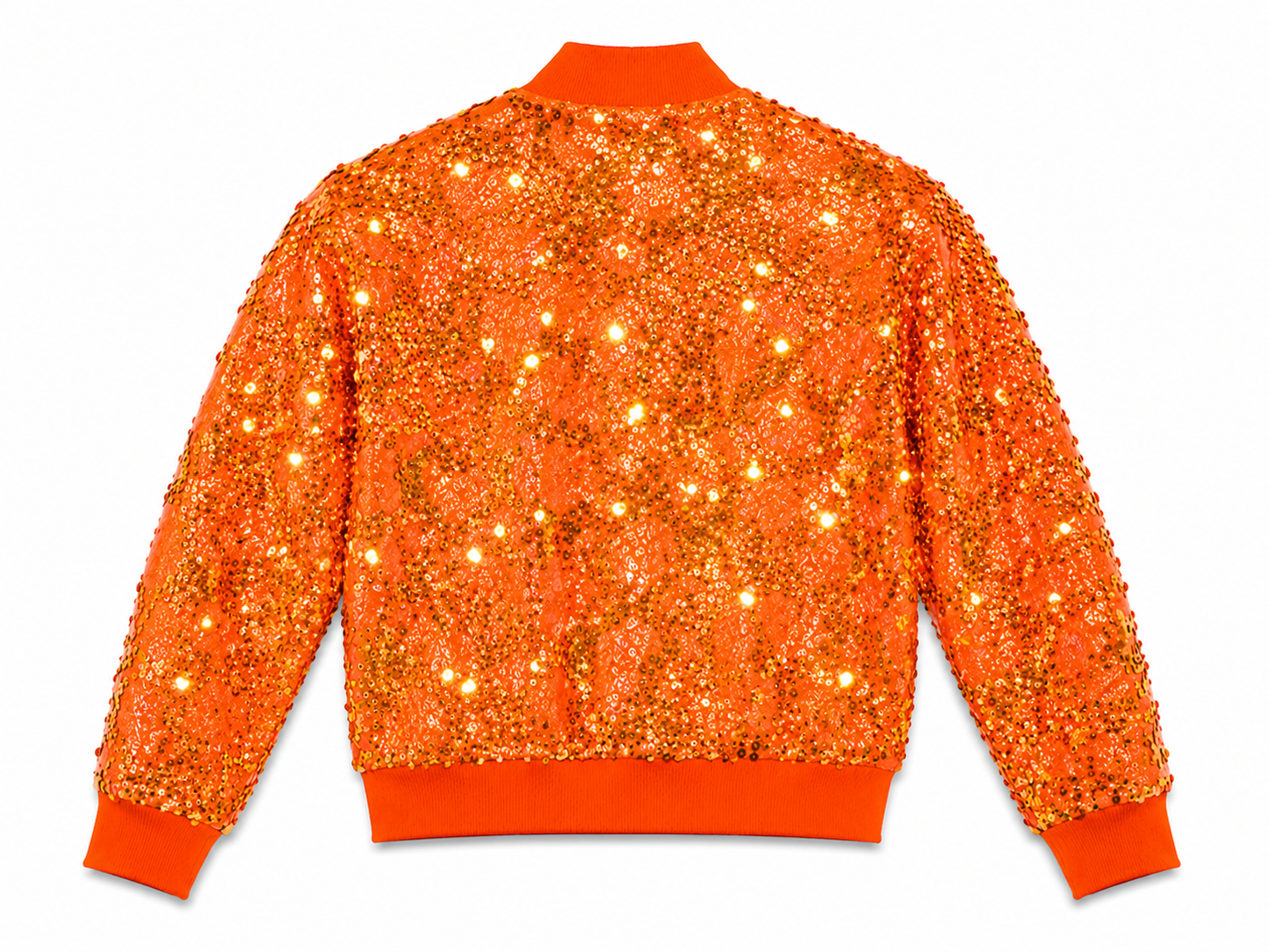 Electric Orange Sequin Bomber Jacket