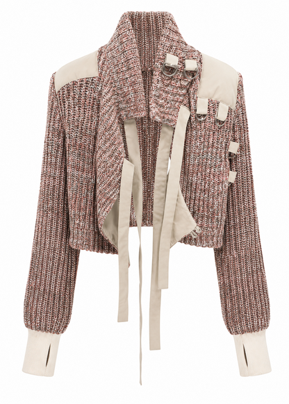 Modular Cropped Knit Sweater Jacket