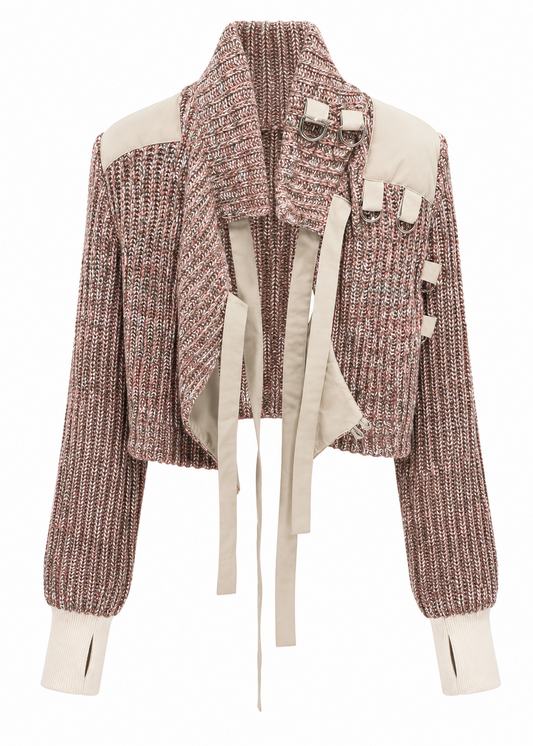 Modular Cropped Knit Sweater Jacket