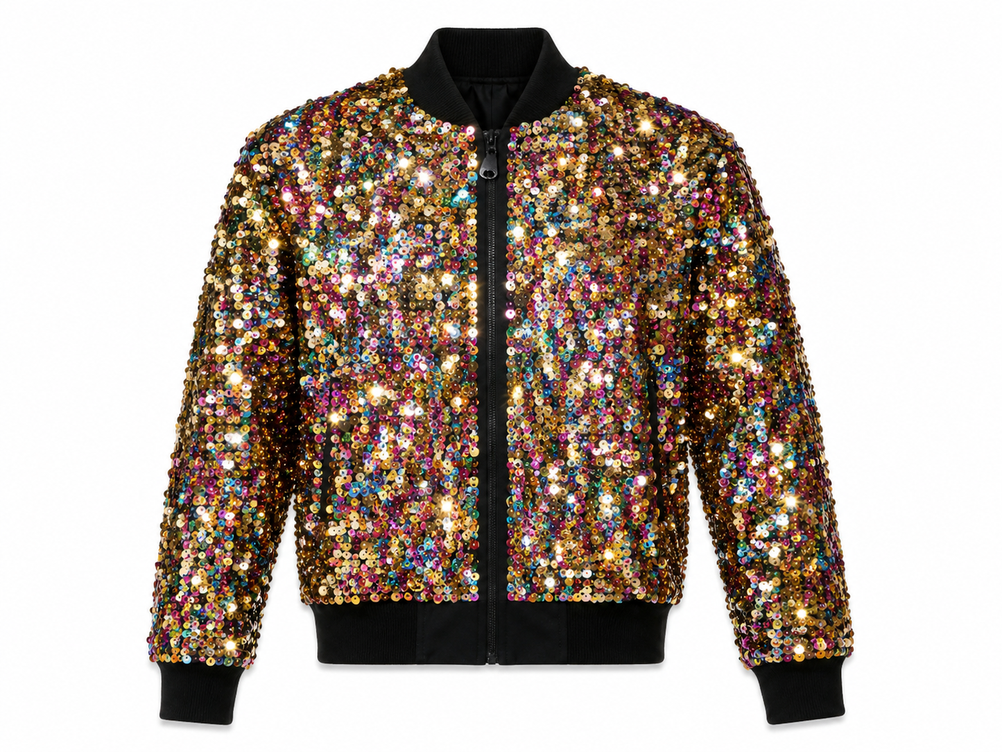 Liquid Gold Multi-Sequin Bomber Jacket