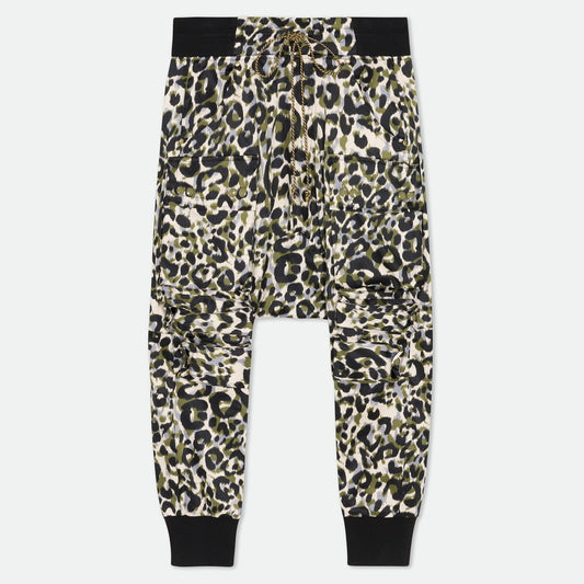 Drop crotch cargo baggy pants animal print