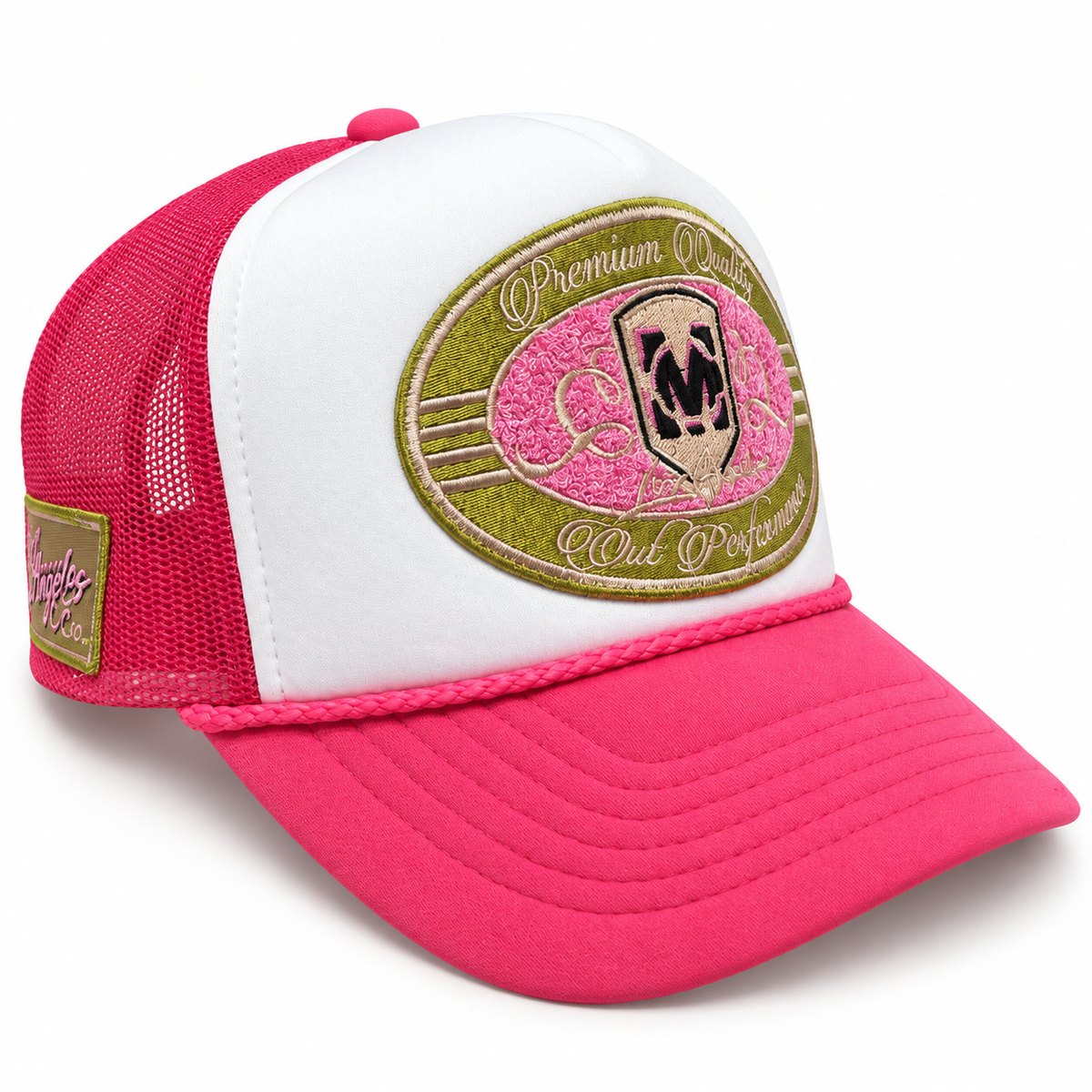 Signature Trucker Hat Pink Mesh