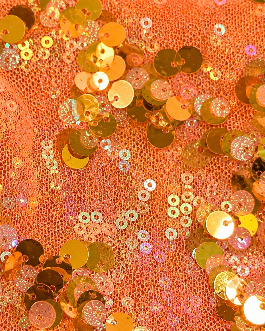 Electric Orange Sequin Knit Top