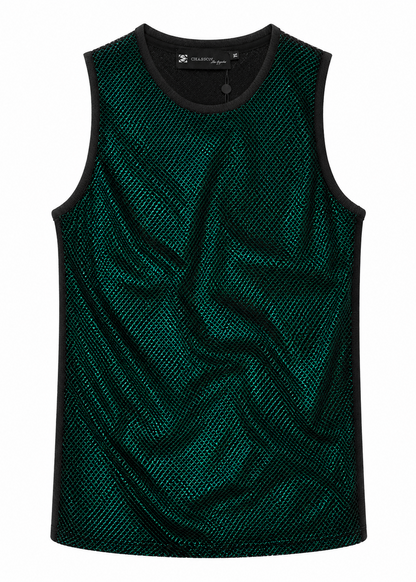 Layered Emerald Mesh Sleeveless Top