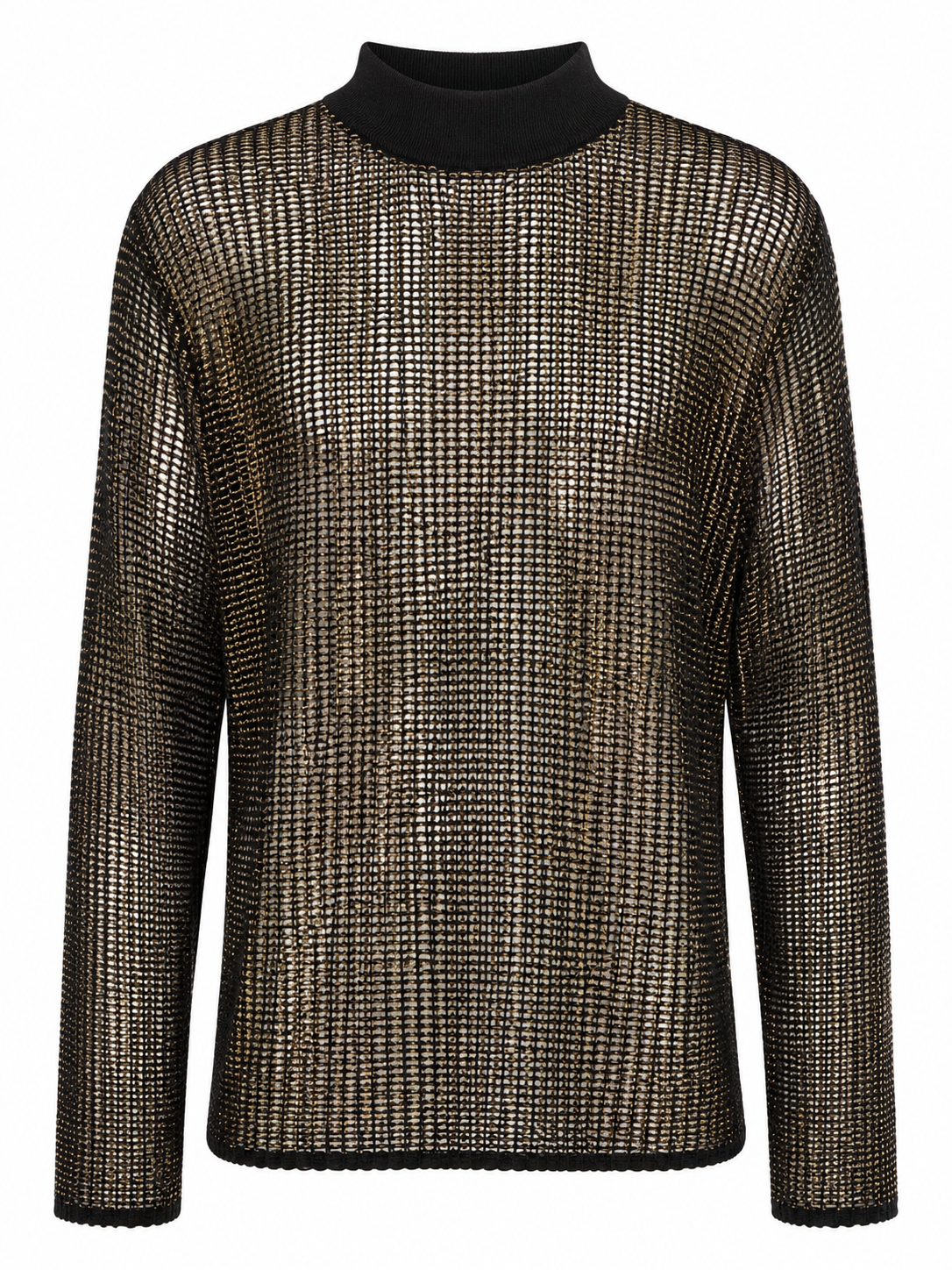 Gold Foil Mesh Long Sleeve Top