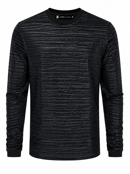 Metallic Foil Ribbed Knit Long Sleeve Top Black